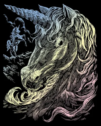Set de gravură holografică Royal Holographic - Unicorn, 20 x 25 cm