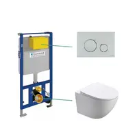 Set vas wc vortex suspendat Foglia Oslo cu rezervor incastrat Schwab si clapeta de actionare crom lucios Schwab Vela