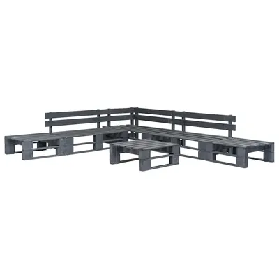 vidaXL Set mobilier de grădină din paleți, 6 piese, gri, lemn