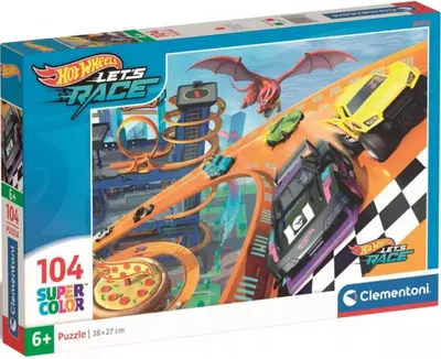 Puzzle pentru copii Clementoni din 104 piese - Hot Wheels (varianta 1)