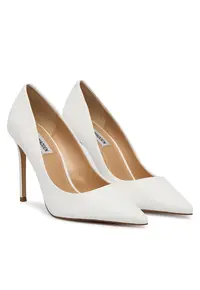 Pantofi cu toc dama - piele naturala - alb -