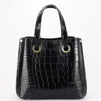 Geanta neagra din piele naturala cu imprimeu de reptila 8916 129