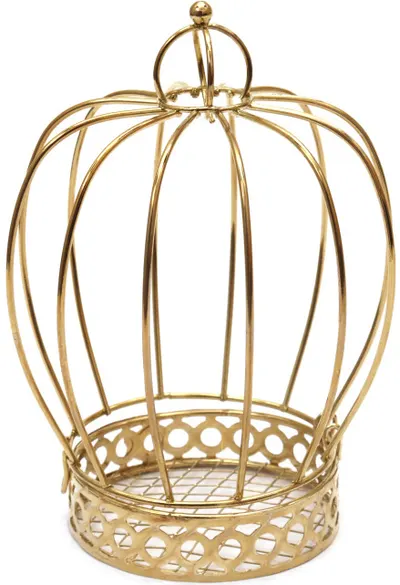 Colivie metalică Em Art - Coroană, 12 x 8 cm, auriu