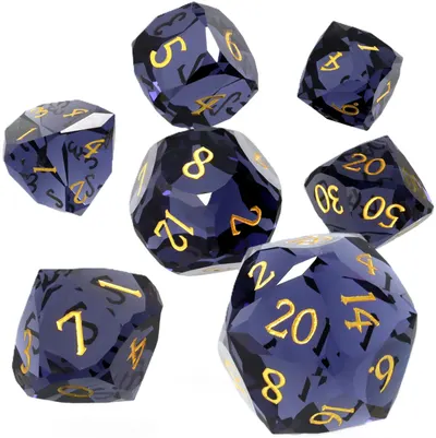 Set de zaruri GlassStaff - Glass RPG Dice Set, Amethystum Arcana (7 buc.)
