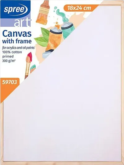 Pânză pentru pictură cu ramă de lemn Spree Art - 18 х 24 cm, bumbac