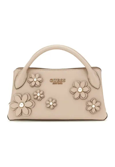 Geanta cu maner si detalii florale Zaria - Maro taupe