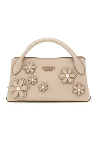 Geanta cu maner si detalii florale Zaria - Maro taupe