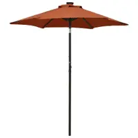 vidaXL Umbrelă de soare cu lumini LED, cărămiziu, 200x211 cm, aluminiu