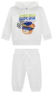 Set de 2 piese Guess - Hanorac cu fermoar și pantaloni, albi, 24 luni