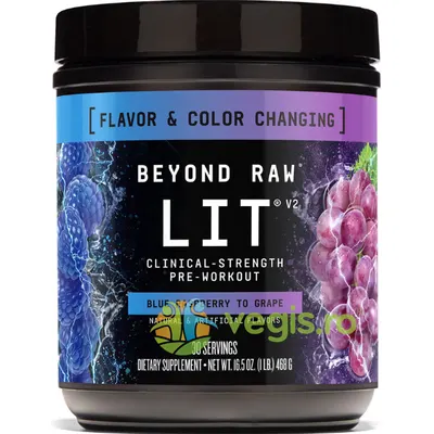 Pre-Workout cu Aroma de Zmeura Albastra si Strugure LIT V2 468g