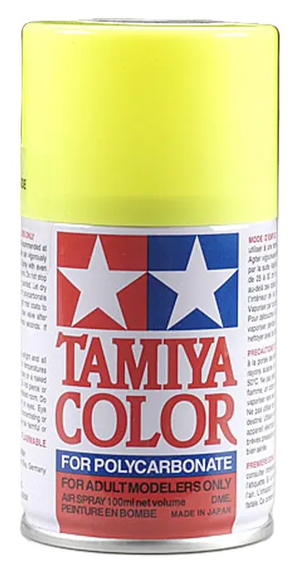 Vopsea spray Tamiya pentru suprafete transparente din policarbonat - PS-27 Fluorescent Yellow (100 ml) (TAM86027)