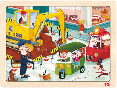 Puzzle pentru copii Toi World - Masini de constructii, 24 piese