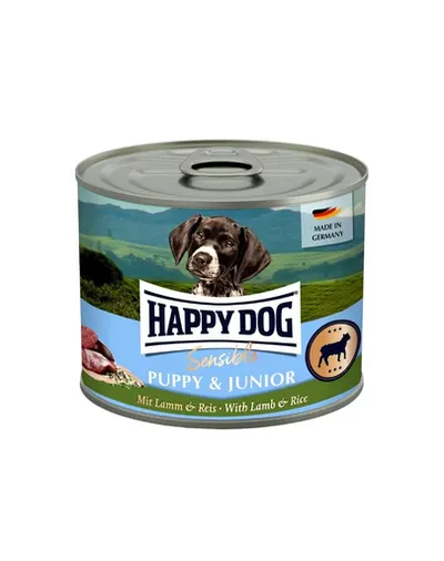HAPPY DOG Sensible Puppy Junior Miel și orez hrană umedă pentru căței și câini tineri 200 g