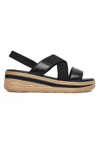 Sandale dama piele naturala - negru - platforma stabila - stil casual