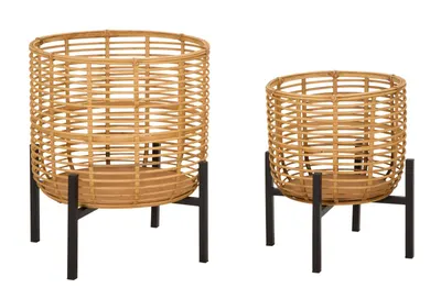 Mauro Ferretti Set Suport De Flori Rattan Cm Ø 41X47-33X39