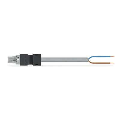 pre-assembled connecting cable; Socket/open-ended; 2-pole; Cod. B; Control cable 2 x 1.5 mm²; 8 m; 1,50 mm²; gray