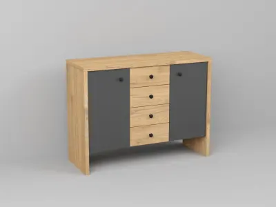 Comoda Pero cu sertare - Hickory / Gri