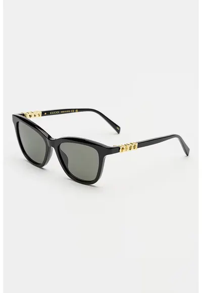 Ochelari de soare cat-eye cu logo metalic - Auriu/Negru