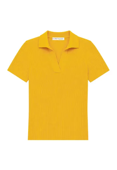 Bluza dama - casual - galben lamaie - 100% poliamida - guler polo - maneci scurte
