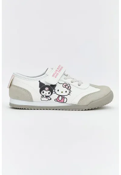 Pantofi sport low-cut cu imprimeu Hello Kitty - Alb/Negru/Gri deschis