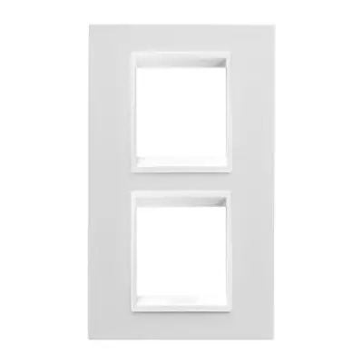 Placa ornament CProiector HORUS LUX international - IN TECHNOPOLYMER - 2+2 modul VERTICAL CEMTER DISTANCE 71mm - WHITE MONOCHROME - CProiector HORUS