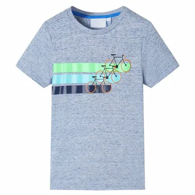 Tricou pentru copii cu mâneci scurte, albastru melanj, 140