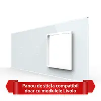 Panou Intrerupator Simplu + Simplu cu Priza LIVOLO din Sticla, Standard Italian – 6/7M
