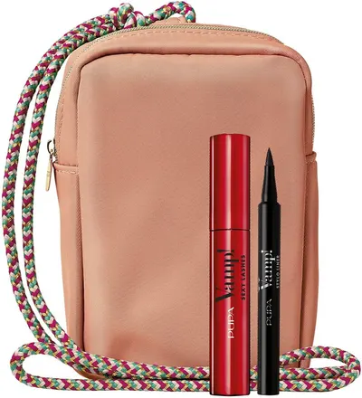 Pupa Set- Rimel Vamp! Sexy Lashes și Eyeliner, 12 + 1.1 ml + geantă
