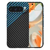 Husa pentru Google Pixel 9 Pro, Techsuit, Carbonite FiberShell, Neagra Bleu