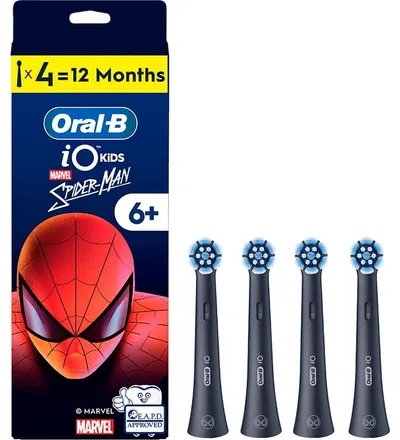 Capete de rezervă Oral-B - iO Kids, Spider-Man, 4 bucăți, negre