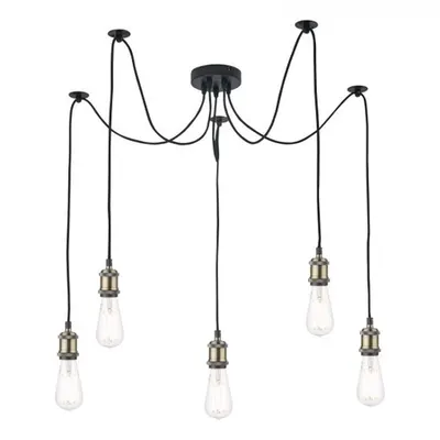 Lampa suspendata Waco 5 Light Pendant Antique Brass Matt Black