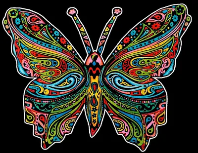 Tablou de colorat ColorVelvet - Fluture, 29,7 x 21 cm