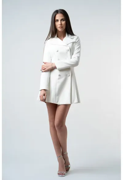 Rochie sacou cu pliuri white