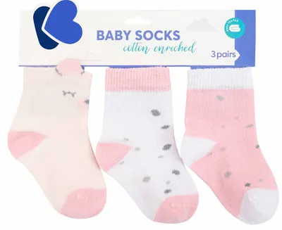 Sosete bebelusi cu urechi 3D Kikka Boo - Bear with me, 2-3 ani, 3 perechi, Pink