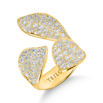 Inle floral din aur galben cu diamante de 2.24ct