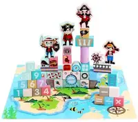 Blocs din lemn Raya Toys - Pirați, 99 de piese