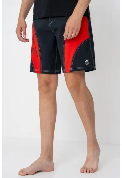 Pantaloni scurti d ebaie cu model colorblock Mercury - Negru/Rosu vermillion