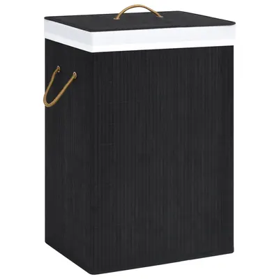 vidaXL Coș de rufe din bambus cu 2 secțiuni, negru, 72 L