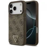 Husa MagSafe pentru Apple iPhone 17 Pro, Guess, 4G Triangle Strass, Maro