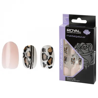 Set 24 Unghii False ROYAL Glue-On Nail Tips, Madagascar, Adeziv Inclus