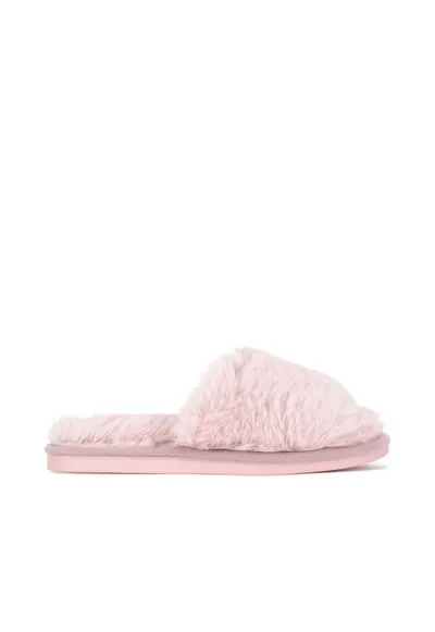 Papuci de casa - roz - material textil