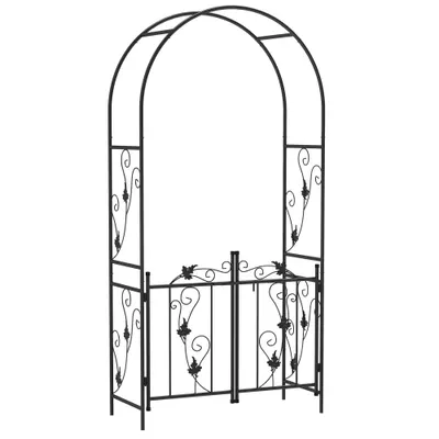 Outsunny Arc de Grădină cu Poartă și Grilaj pentru Plante Cățărătoare, 2,2x1 m, Negru | Aosom Romania