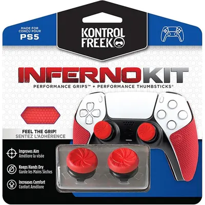 Accesoriu KontrolFreek - Inferno Kit, Performance Grips + Performance Thumbsticks, roșu (PS5)