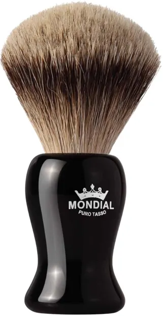 Mondial 1908 Perie de bărbierit cu păr din Super Badger, mărime L, mâner negru