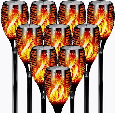 Set 10 x Lampa solara tip torta cu efect flacara