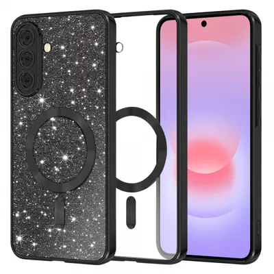 Husa MagSafe pentru Samsung Galaxy A37 5G, Techsuit, Luxury Glitter, Neagra