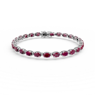 Bratara tennis din aur alb cu rubine ovale de 8.53ct si diamante de 0.26ct