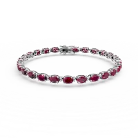 Bratara tennis din aur alb cu rubine ovale de 8.53ct si diamante de 0.26ct