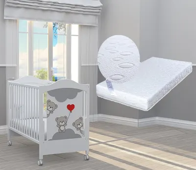 Pătuț Bambino Casa - Tre Orsetti Rosso + cadou saltea Primavera Baby Luxe