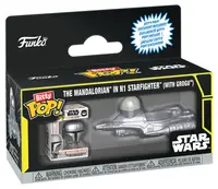 Mini figurina Funko Bitty POP! Rides: Star Wars - The Mandalorian în N1 Starfighter (cu Grogu)